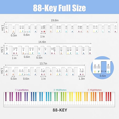 Miniatura 2 de Etiquetas extraíbles para teclado de piano para principiantes teclado de piano de 88 teclas de tamaño completo calcomanías reutilizables para