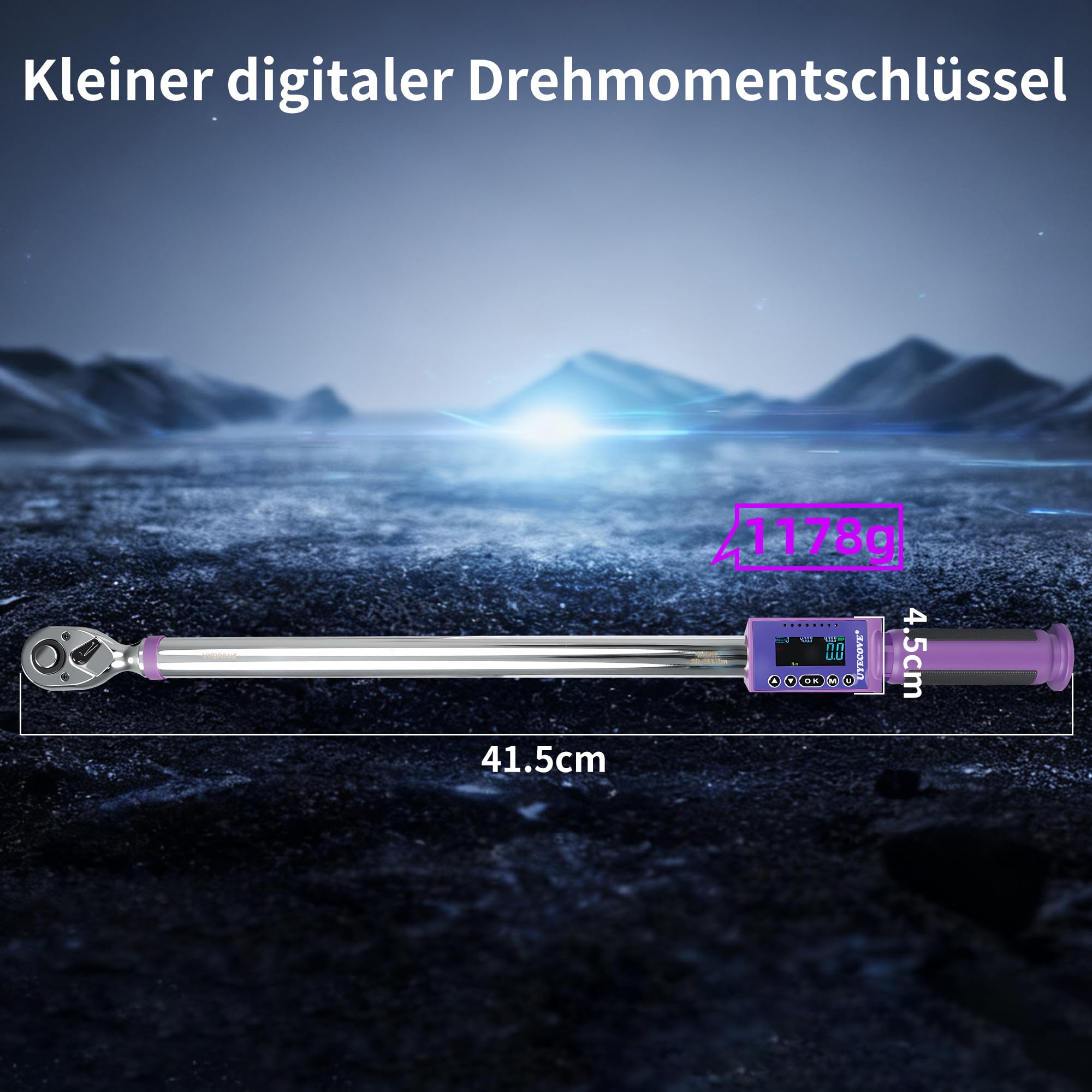 Digitaler Drehmomentschlüssel 1/2 Antrieb, 20-400Nm, ±2% Hohe Genauigkeit Digitaler Drehmomentschlüssel, mit Vibration, Buzzer und LED-Alarm