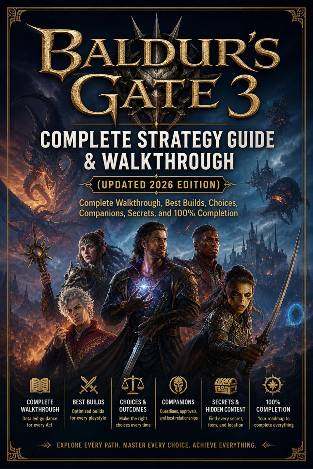 Baldur’s Gate 3 Complete Strategy Guide & Walkthrough (Updated 2026 Edition): Complete Walkthrough, Best Builds, Choices, Companions, Secrets, and 100% Completion