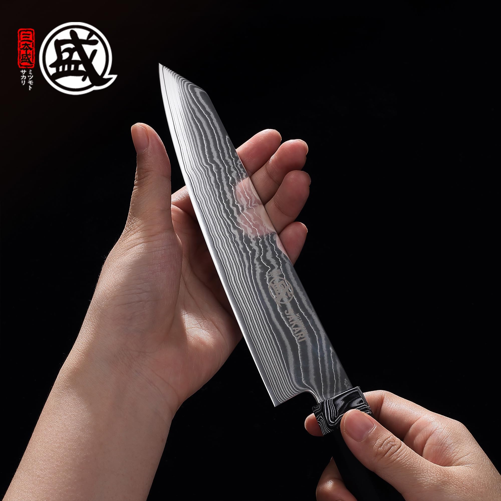 MITSUMOTO SAKAR Cuchillo Kiritsuke, Cuchillos Cocina Damasco Japonese | 20 cm Cuchillo Kiritsuke Acero SG-Pro, 73 Capas Damasco, Mango G10 Ergonómico, Cuchillo Chef Profesional Japonés Ultraafilado