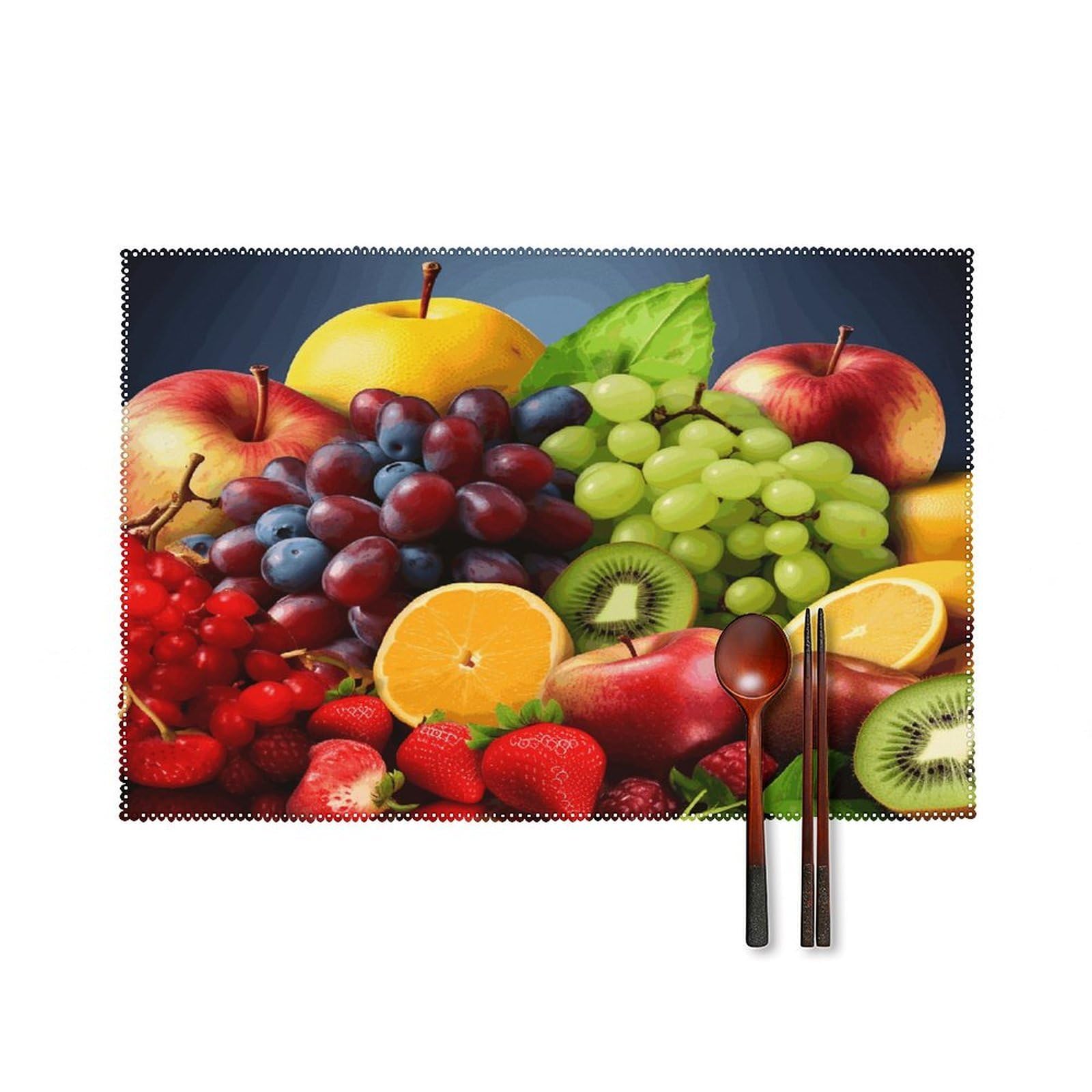 Fruits Placemats Set of 4 Heat Resistant Non-Slip Place Mats Reusable Dining Table Mats Canvas Place Mat Anti-Fading Waterproof Placemats for Dining Table Decor