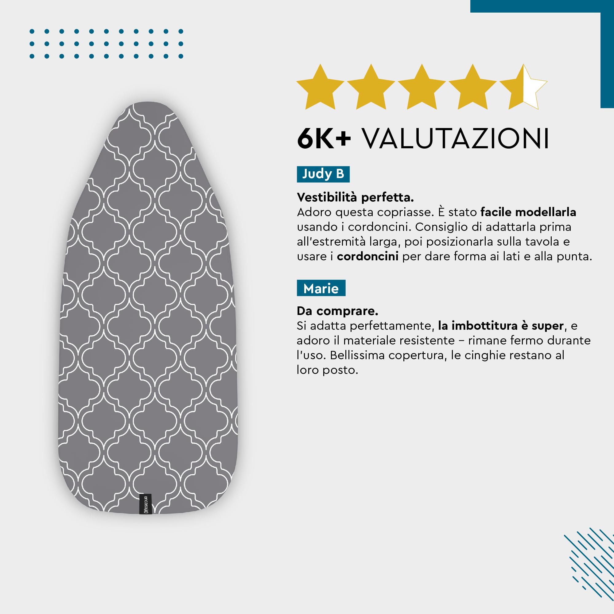 Encasa XO Di Ricambio Copri Asse Da Stiro Con Imbottitura In Feltro Da 3 mm, Coulisse Di Serraggio (Si Adatta A Schede Medium Di 125x39 cm) Riflettente Al Calore, Stampato - Grandi foglie verdi