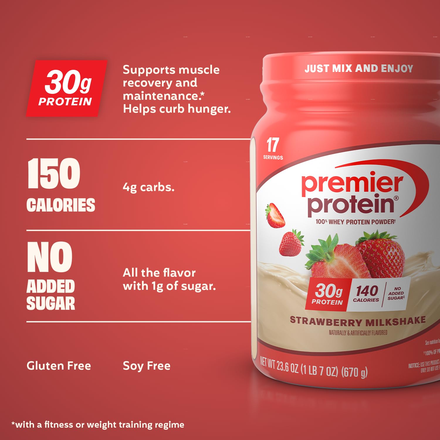 Premier Protein 30g High Protein Powder, 100% Whey, Strawberry, 17 Servings — Amazon image 2