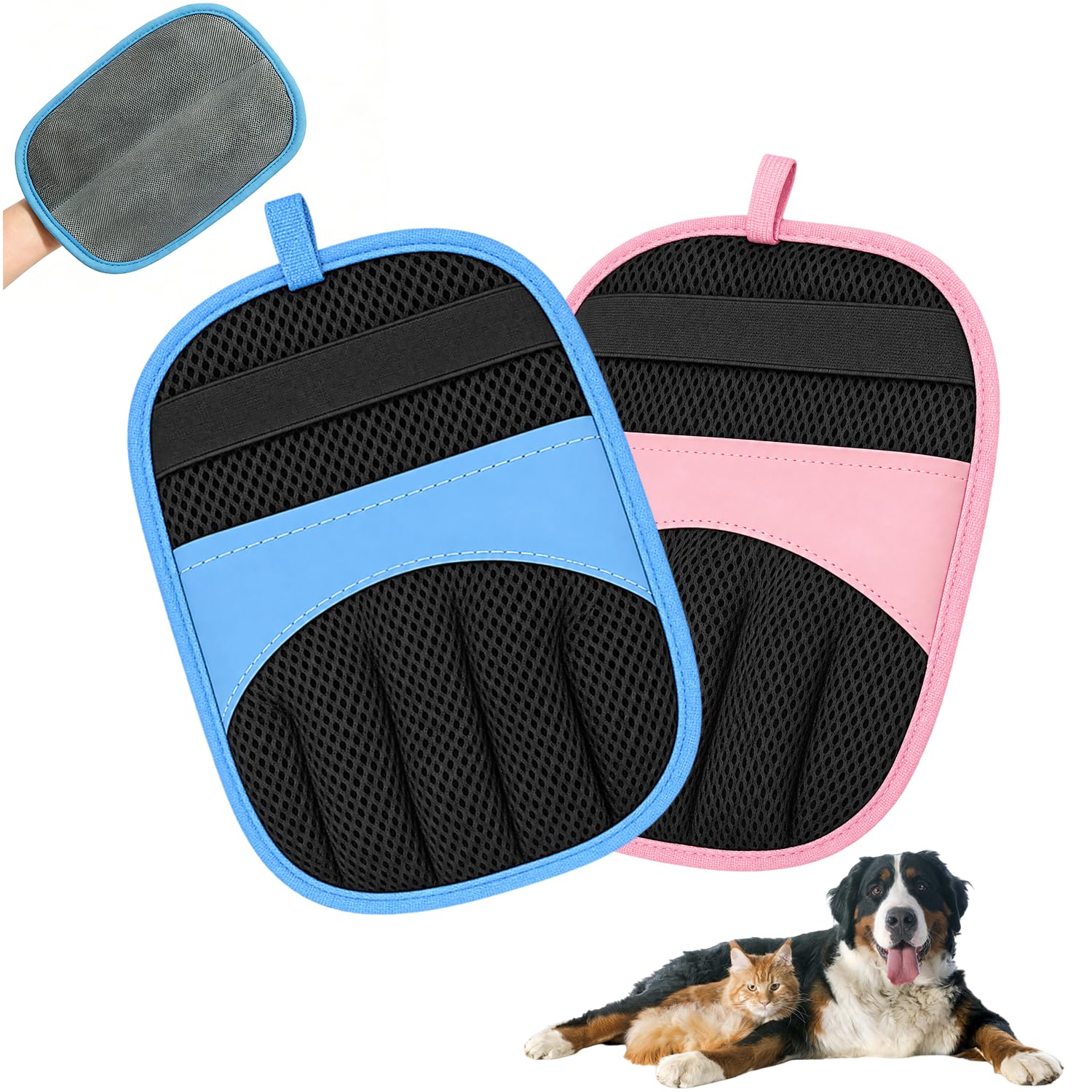 2 Pack Pet Hair Removal Gloves, Electrostatic Magic Brush for Cats & Dogs