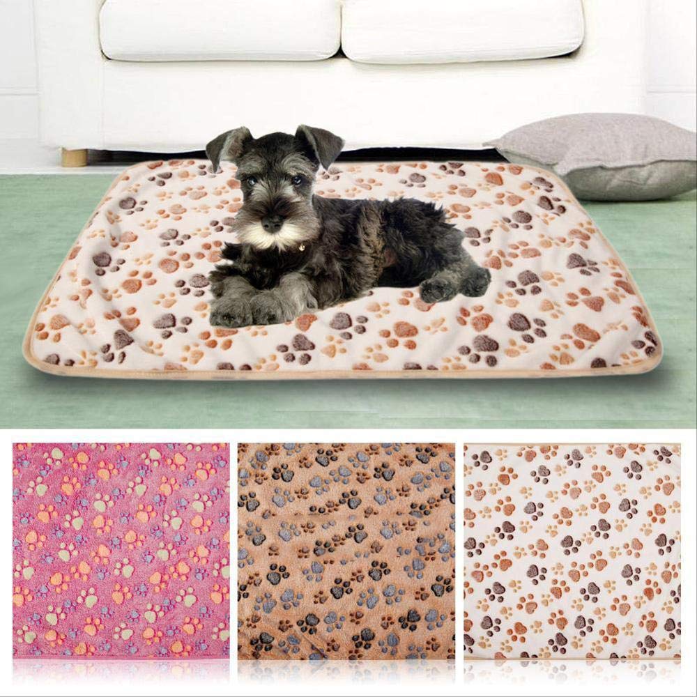 Coperta per Gatti Marrone Coperta da Letto per Animali Domestici Coperta Morbida E Calda Cuscino da Letto Paw Print Design Coperta da Letto per Cuccioli Cuscino per Divano da Compagnia 4Pz S