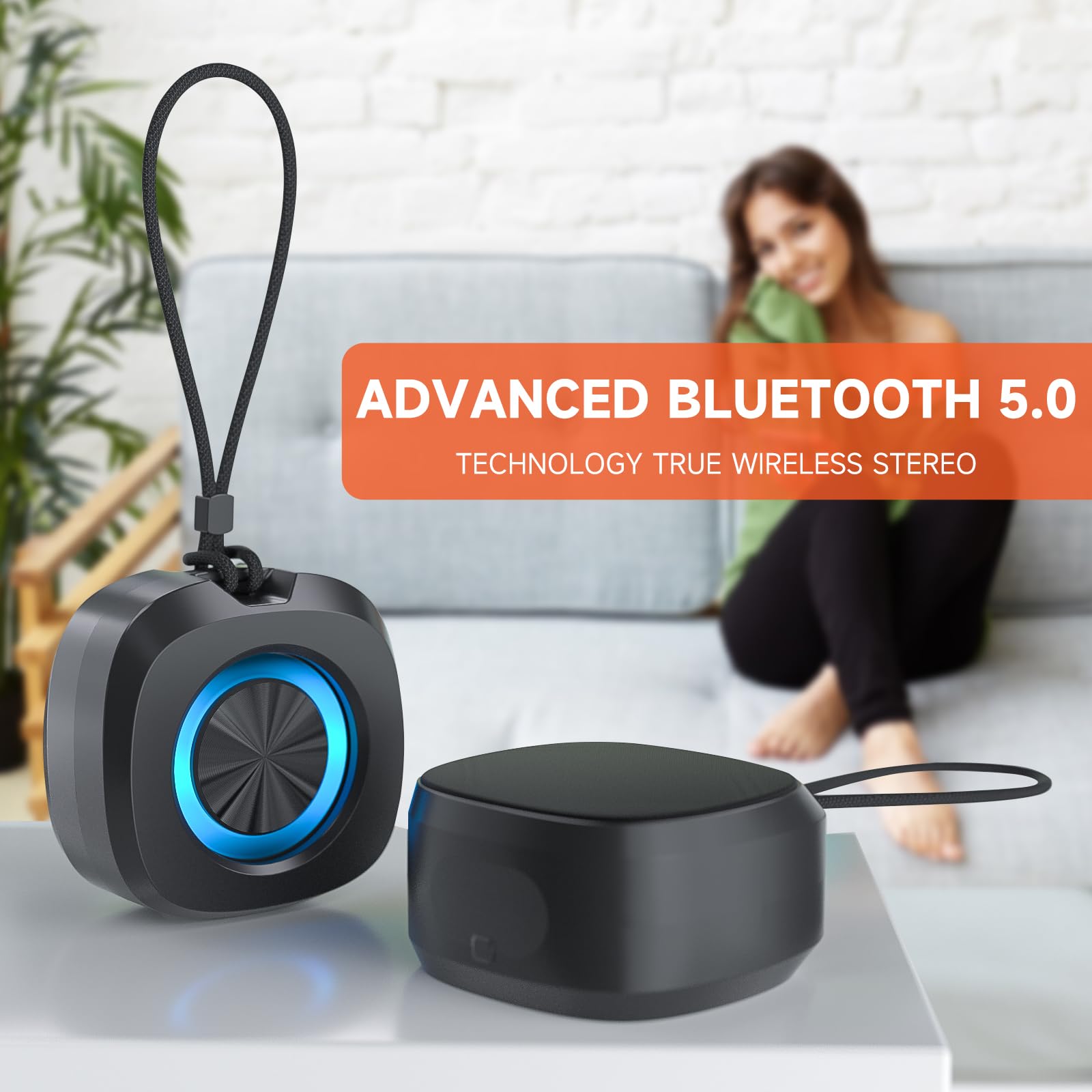 Bluetooth Speaker, Portable Wireless Speaker, IPX5 Waterproof Speakers Loud Stereo Sound with RGB Lights TWS Speakers Long Playtime for Home/Party/Outdoor, Electronic Gadgets, Birthday Gift (Black)