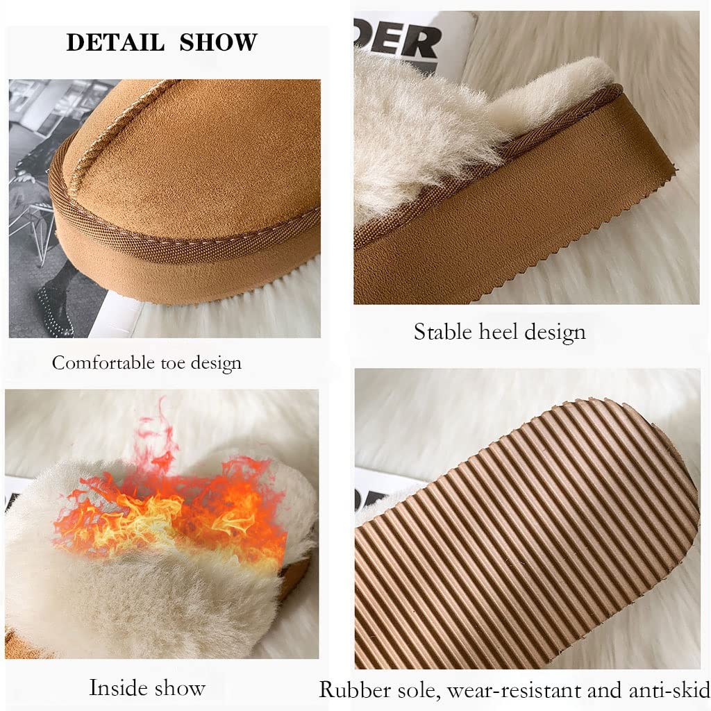 HSQMA Pantofole da Donna, Invernali Ciabatte Pelose Pantofole Pelliccia Comode Morbido Antiscivolo,Inverno Caldo Soffice Pelliccia Ciabatte da Casa Memory Foam Gomma Antiscivolo