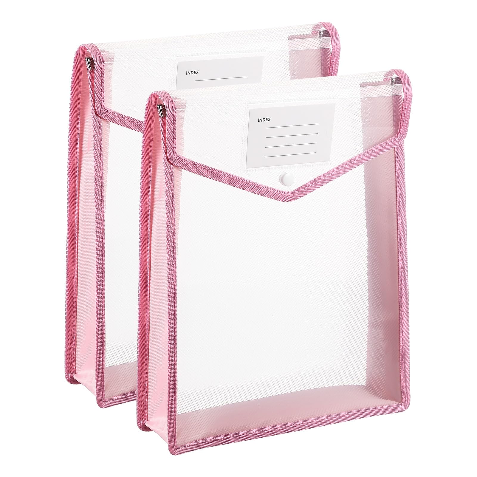 PATIKIL Plastic Expanding File Folders, 2 Pack A4 File Folder Envelopes Letter Size Document Organizer Supplies with Snap Closure for Classroom Office, Pink, Vertical โ image 1