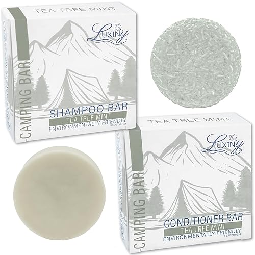 Tea Tree Mint - Juego de champú y acondicionador en barra - 1 barra de champú sin sulfato (2.16 onzas), 1 barra de acondicionador profunda (1.76
