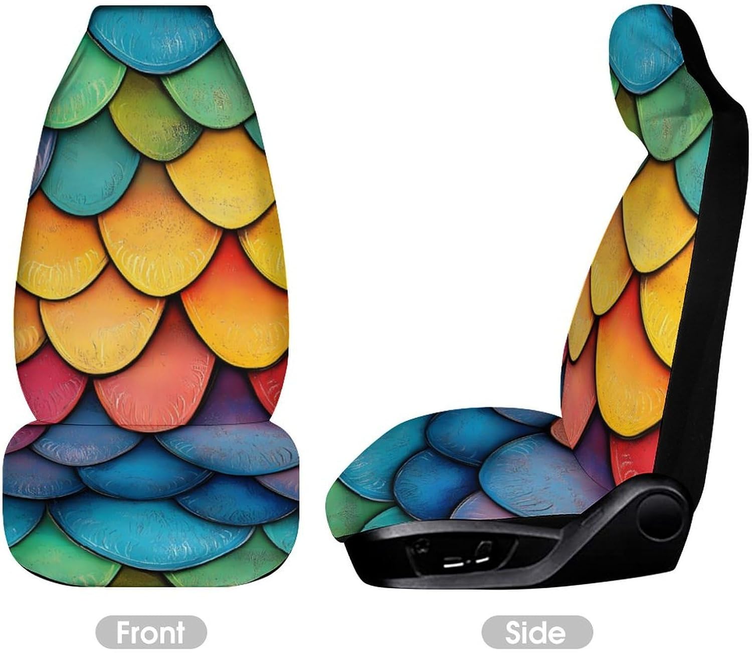 Dragon Scale Car Seat Covers Universal Car Front Seats Protector Auto Interior Accessories 2PCS