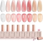 Beetles Jelly Gel Huile Polish ensemble 6 Couleurs Neutre Sheer Blanc laiteux Nu Rose Gel Polish Kit Translucide Trempage au large de Uv Nail Gel Dons de manucure Diy pour filles femmes