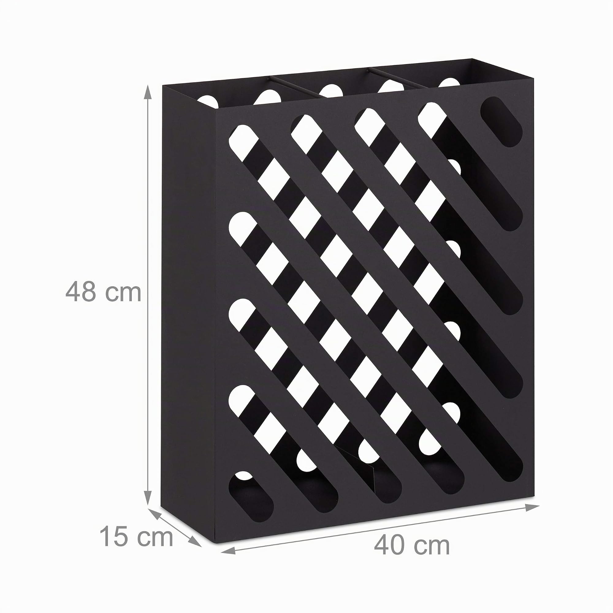 Relaxdays Portaombrelli XL, Supporto Rettangolare per Ombrelli e Bastoni, Acciaio, Portatile, 15cm., Nero