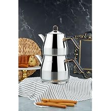Cooker Everest 18/10 Paslanmaz  elik Jumbo Boy  aydanl k, 2 L Demlik, 3,25 L Alt Hazne, Siyah