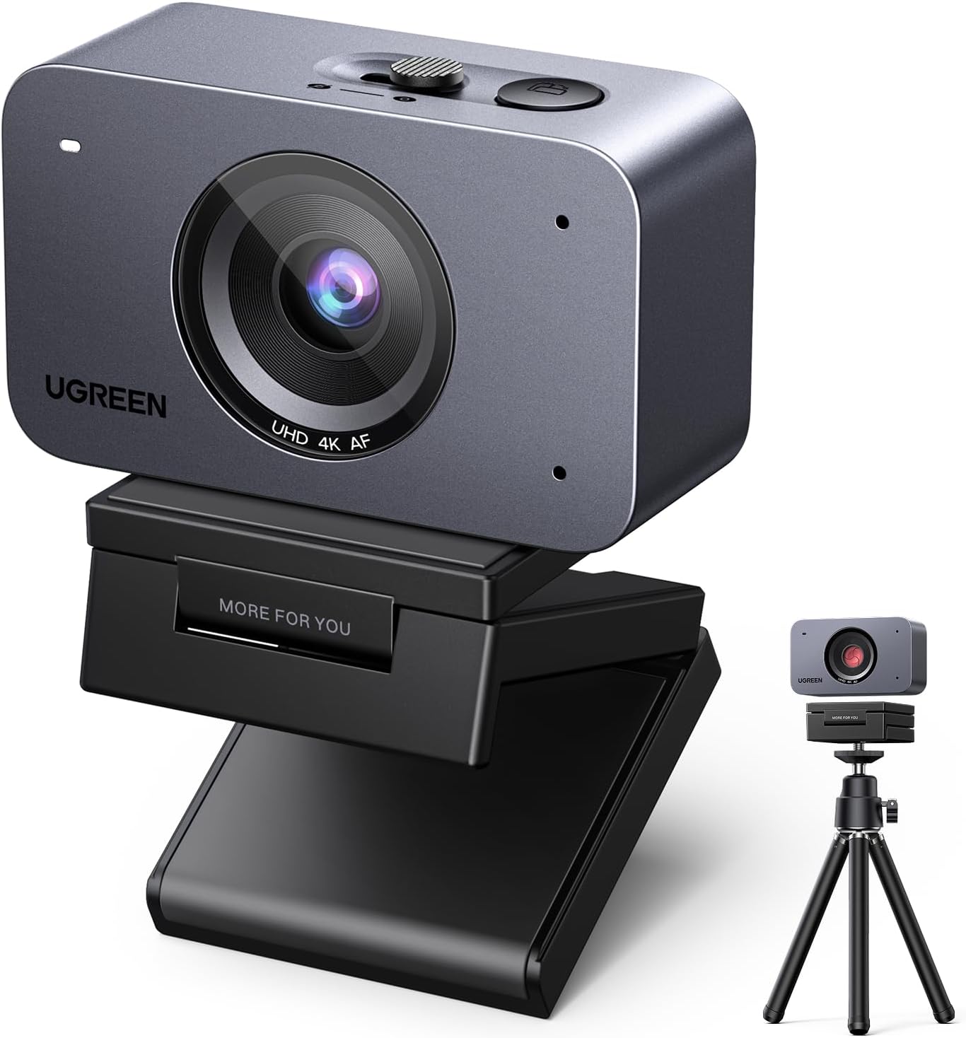 UGREEN FineCam 4K Webcam 30FPS Ultra HD Webcam USB Fuoco Automatico Treppiede Metallico Doppio Microfono Face AE Commutazione Verticale Orizzontale per Windows MacOS Linux Youtube Skype Appel Zoom