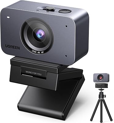 UGREEN FineCam 4K Webcam 30FPS Ultra HD Webcam USB Fuoco Automatico Treppiede Metallico Doppio Microfono Face AE Commutazione Verticale Orizzontale per Windows MacOS Linux Youtube Skype Appel Zoom