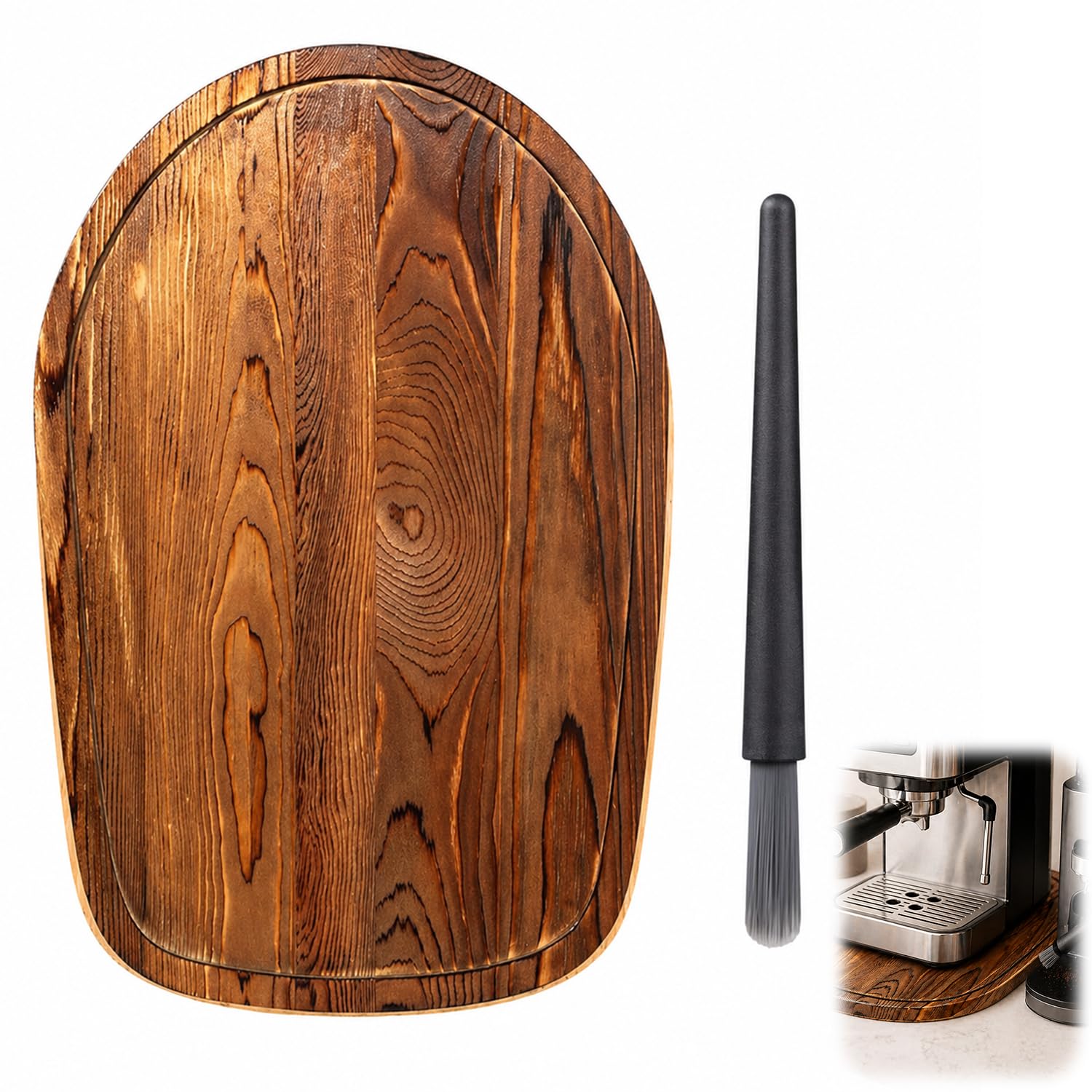 Mixer Slider Mat, Anti-Slip Wooden Mixer Slider Mat with Brush