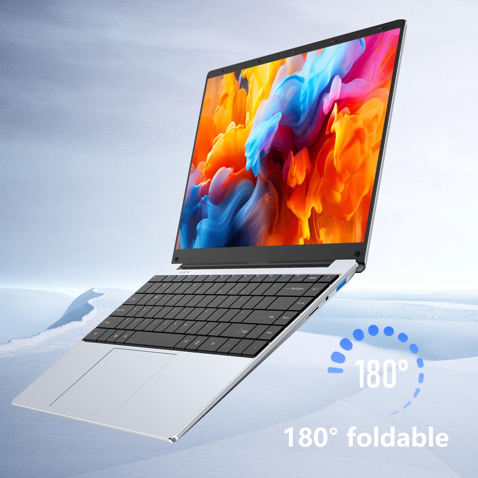 FUNYET Ordinateur Portable 14.1 Pouces 16GB RAM 512GB SSD, Ordinateur Portable Windows 11 jusqu'à 2,9GHz IPS FHD 1920x1080, USB HDMI Bluetooth Rotation à 180°