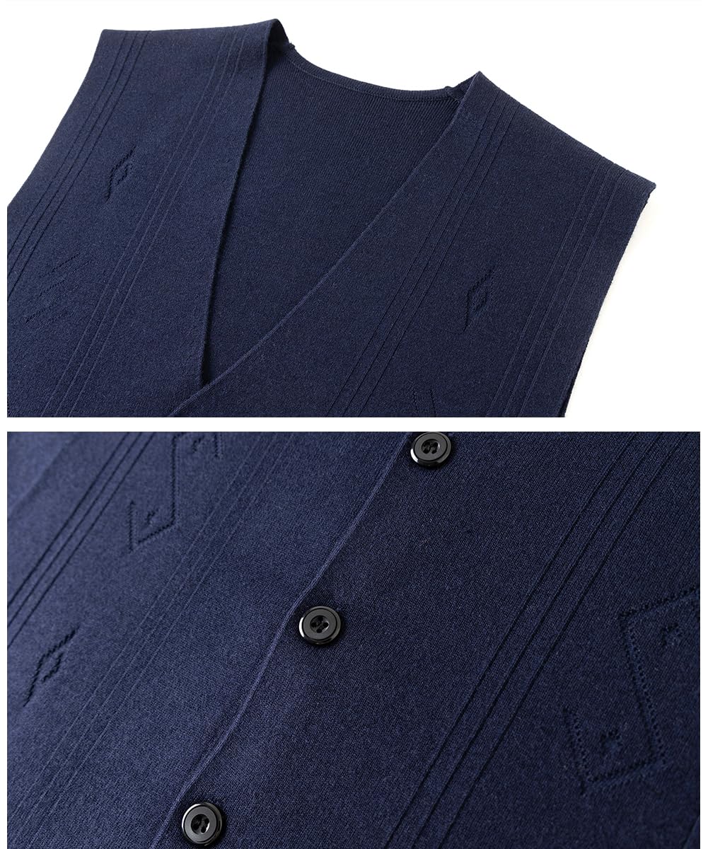Gilet tricoté pour Homme à Motif Argyle Encolure en V Classique Gilet tricoté sans Manches