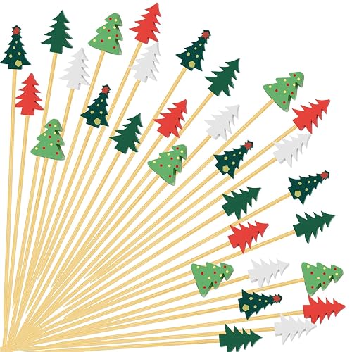 100 Christmas Tree Cocktail Picks, 4.7" Long Christmas Toothpicks for