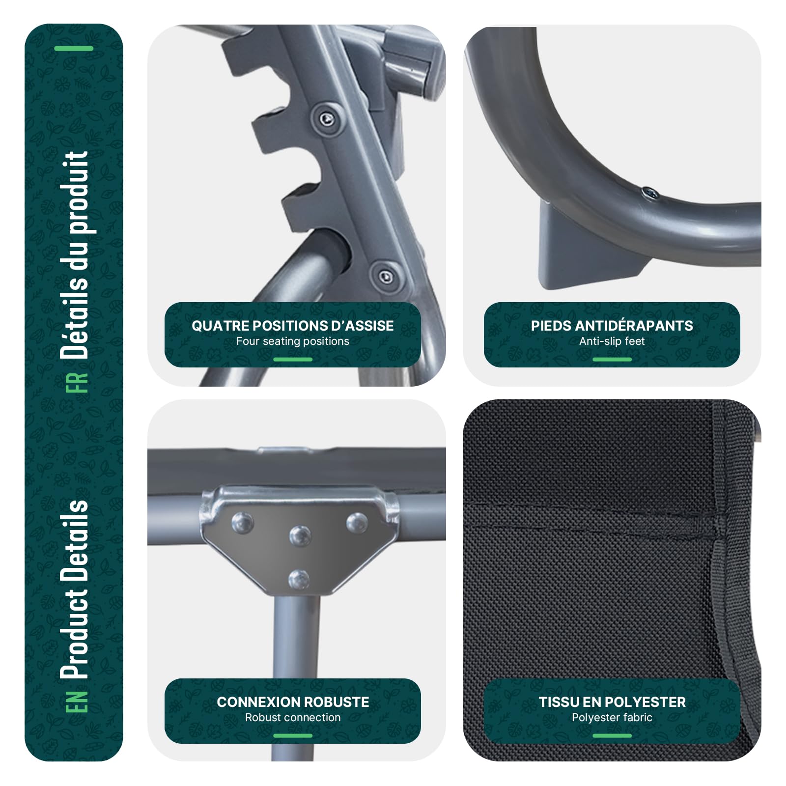 VOUNOT® Set di 2 Sdraio da Giardino Pieghevole, Lettino Prendisole con Tettuccio Parasole e Schienale Regolabile, Sdraia da Balcone per Spiaggia, Terrazzo e Esterno Piscina, Nero