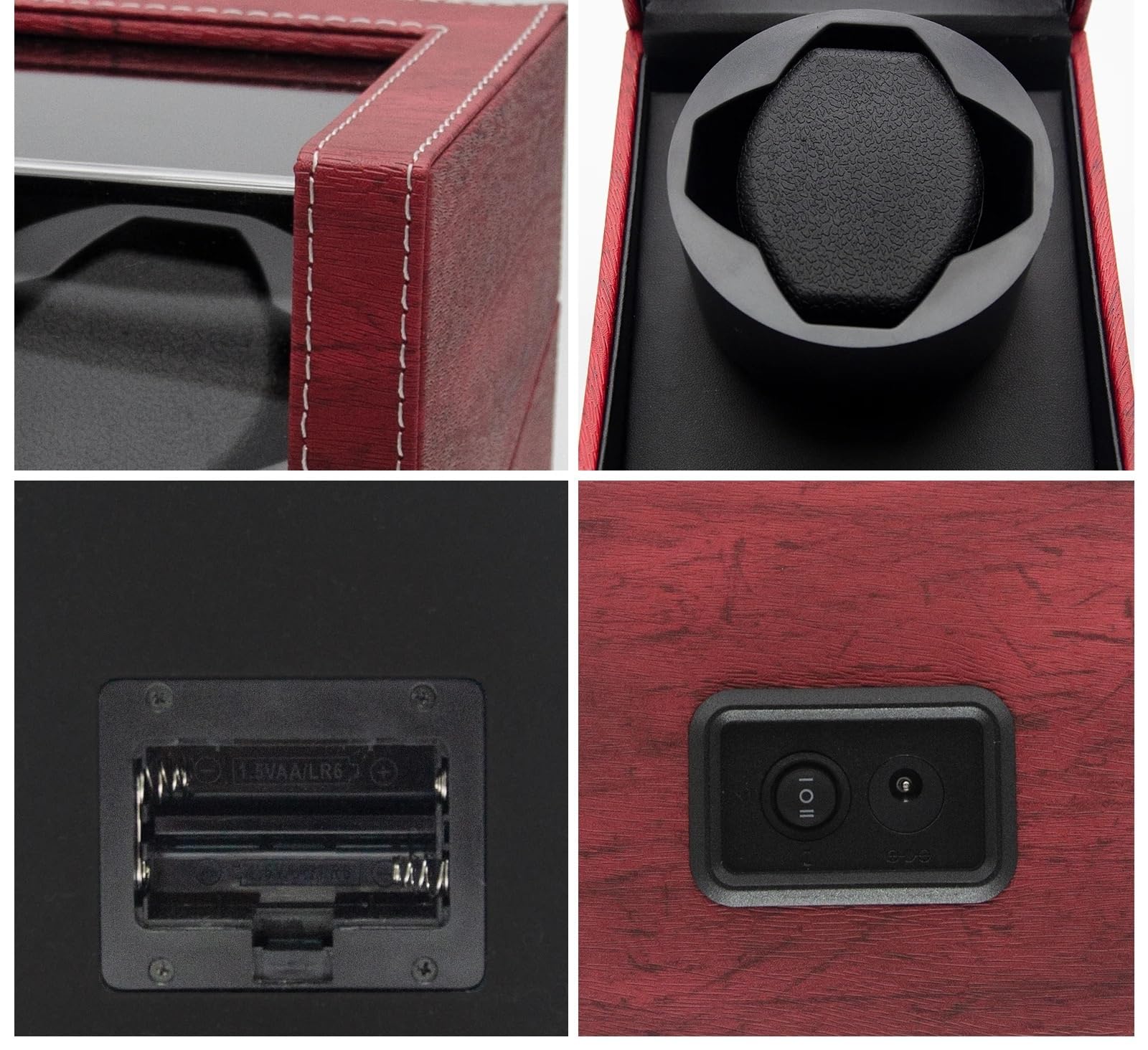 Caja de Almacenamiento de Reloj con Ranura única, Cubierta Transparente silenciosa alimentada por USB de Cuero PU