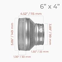 Vista 2 de Reductor de conducto redondo de 6 a 4 pulgadas - Aumentador de tubería de acero galvanizado de ajuste macho - Acoplamiento para sistemas