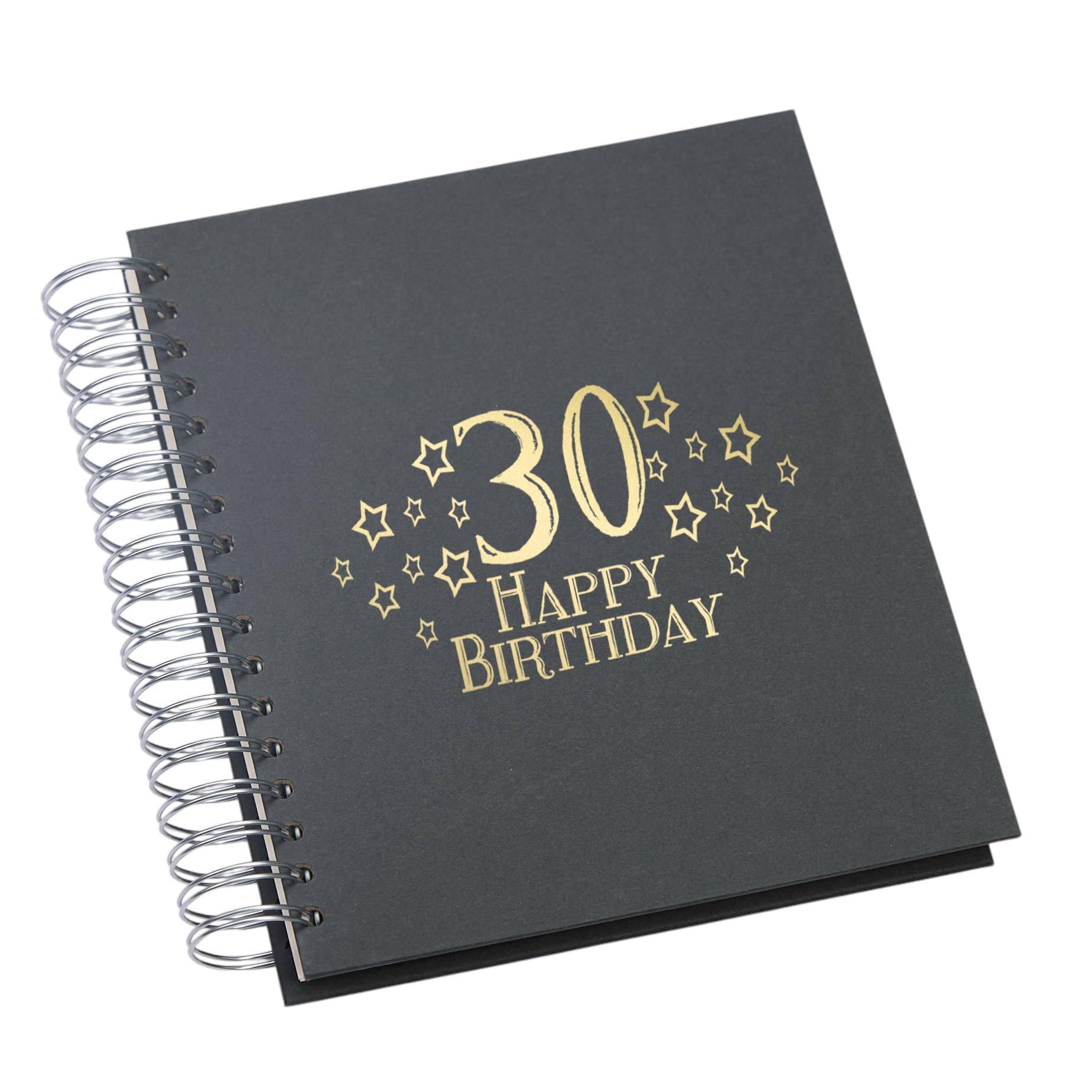 Large 30th Birthday Photo Album Memory Keepsake, Stars Design, Multiple Colour Options, Fits 6x4 or 5x7 Photos (Black, 4 x 6 Inch)