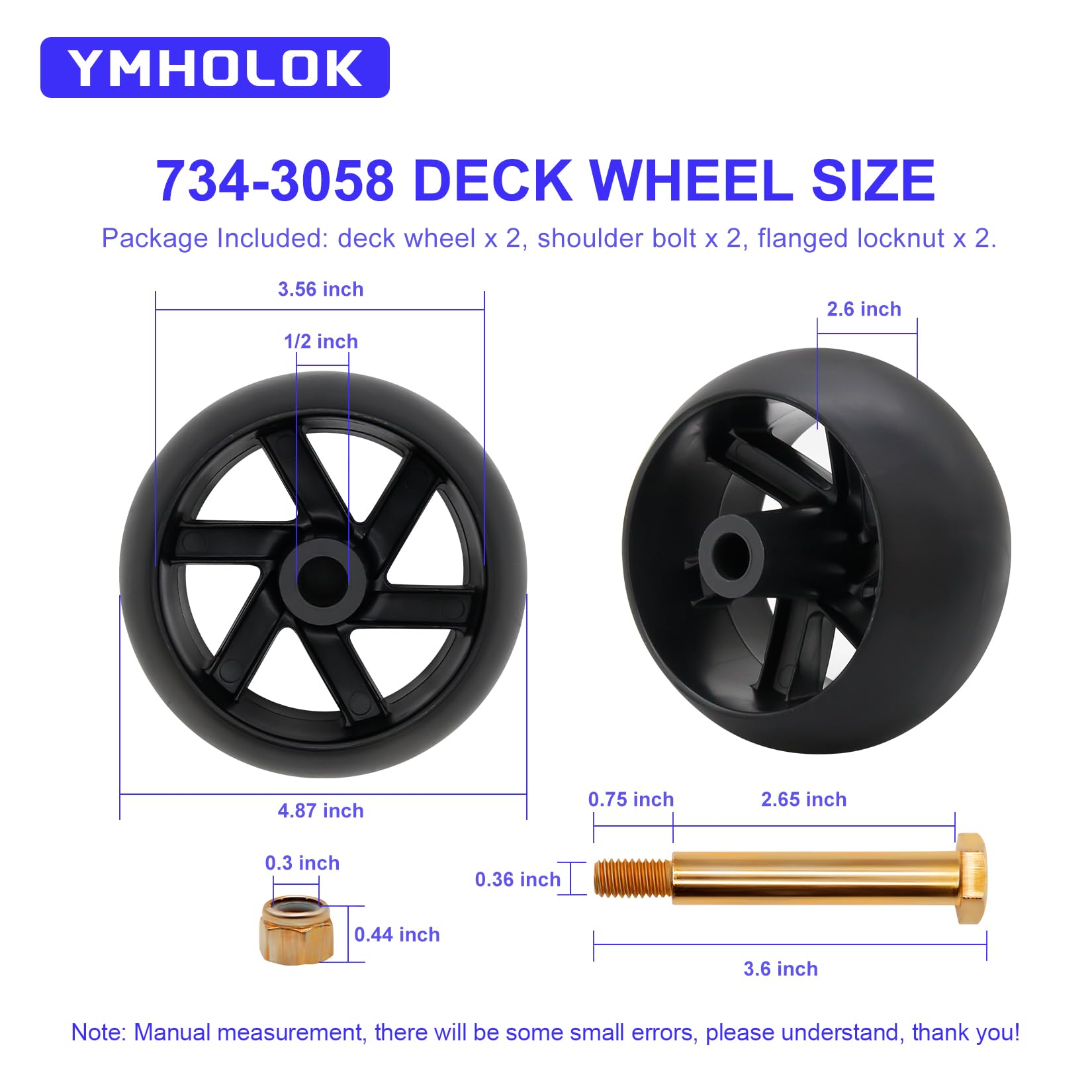 2 ruedas de calibre de cubierta 532174873 para MTD 174873 133957 532133957 734-3058, AYP Husqvarna 532174873 589527301, Cub Cadet 753-04856A Tractores de césped y para la mayoría de 10 Cubiertas de