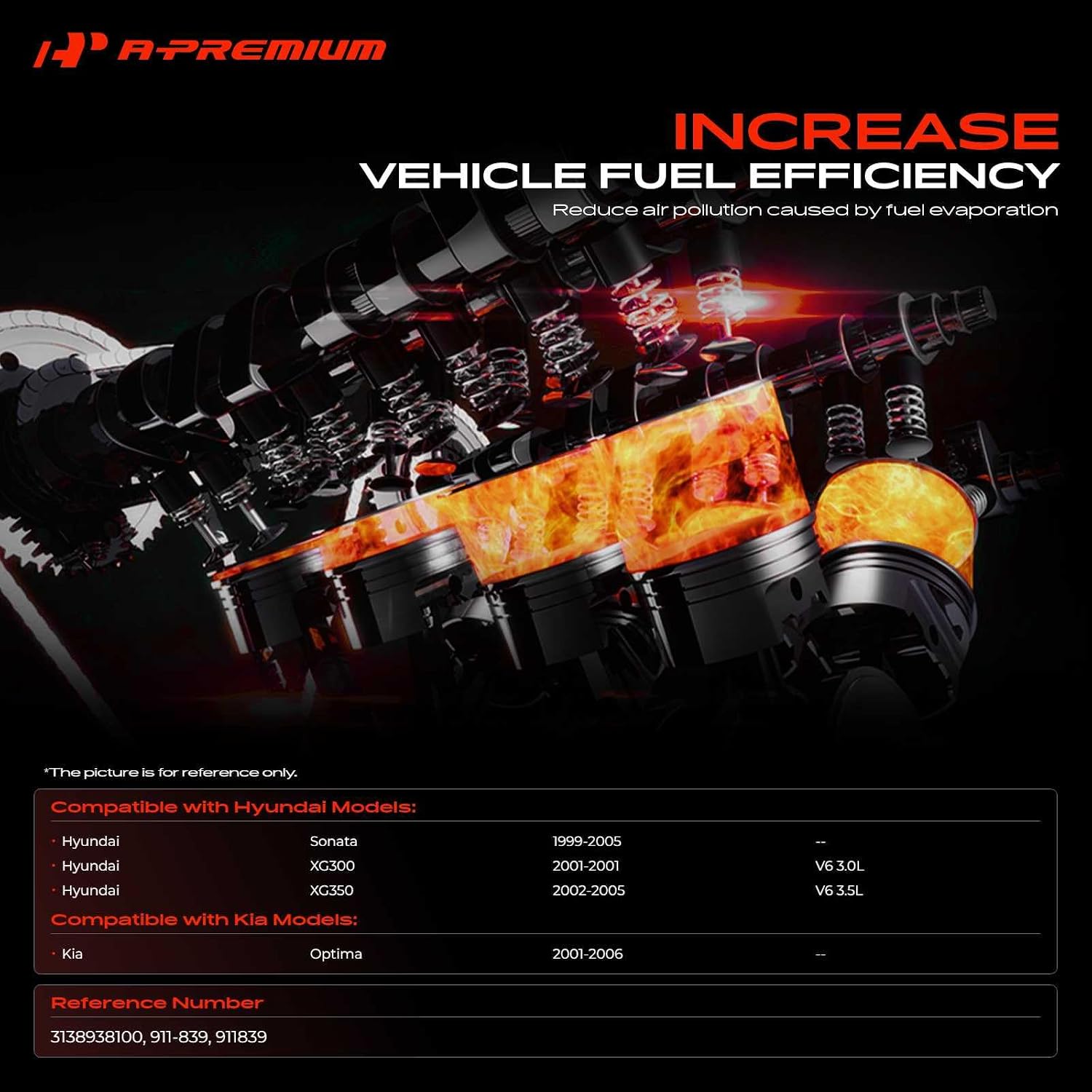 A-Premium Vapor Canister Vent Solenoid Valve Compatible with Hyundai Sonata 1999-2005, XG300 2001 3.0L, XG350 2002-2005 3.5L & Kia Optima 2001-2006, 4 Way Valve Assembly