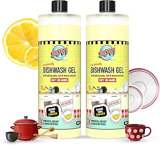 SOVI Dishwash Liquid with Baking Soda & Salt, Fast Grease Removal, Tough Stain Cleaner, Soft on Hands, Safe for Pets & Kid... Price In India