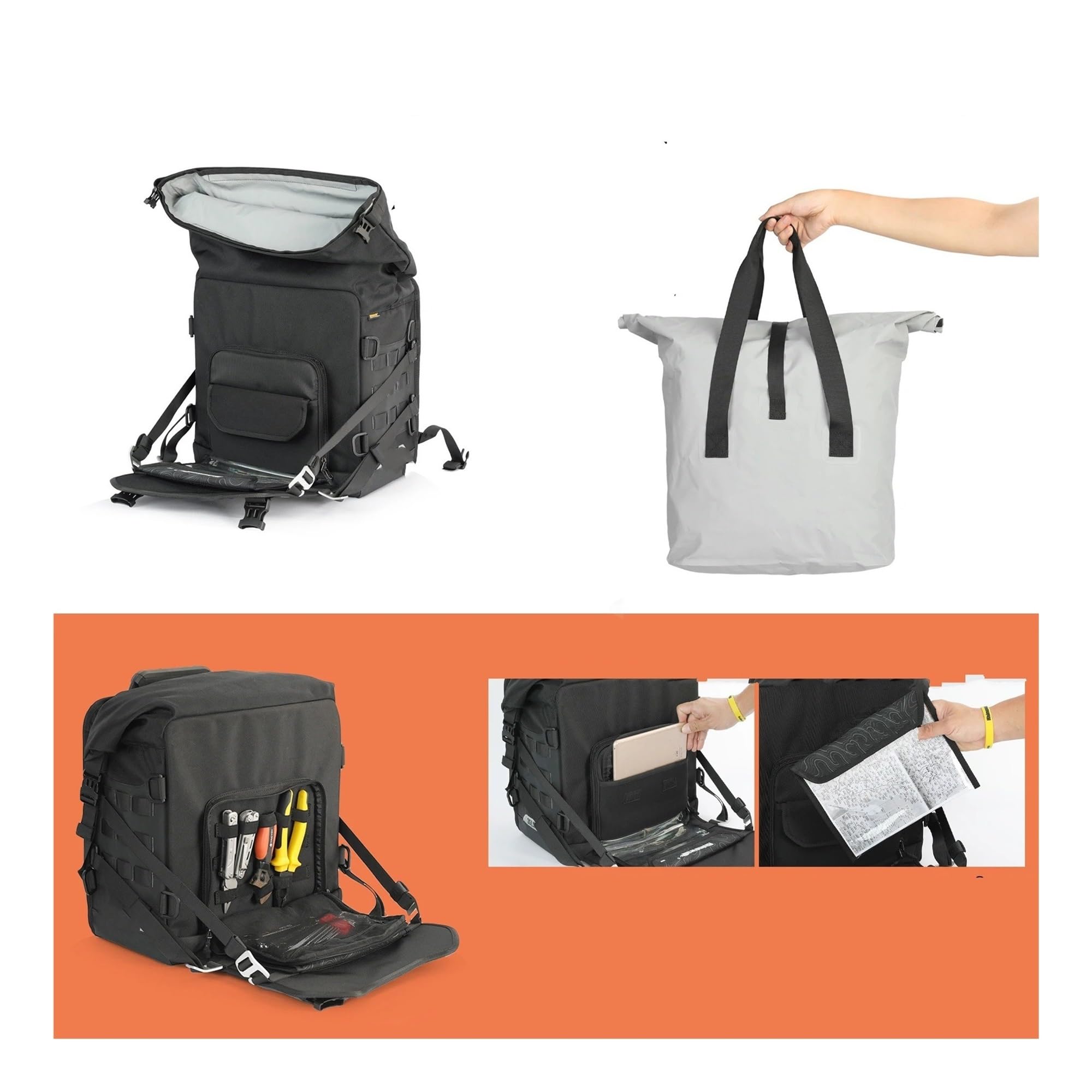 Borsa Posteriore Moto Borsa Laterale Per Moto Antifurto Foro Bloccaggio Molle Per Impermeabile 35 Litri Sgancio Rapido(1 Bag Add 1 EXTENDER)