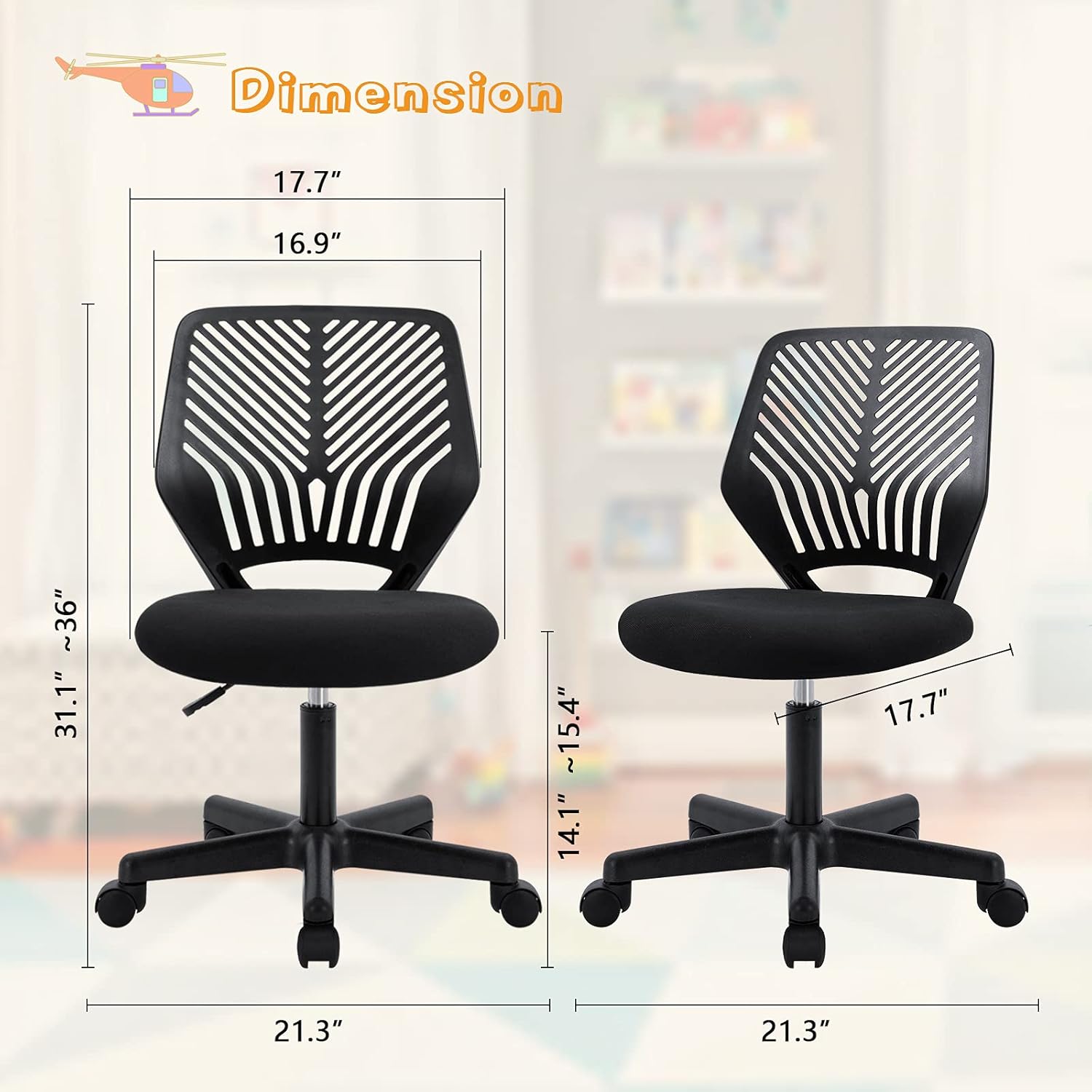 Buy Pretzi Kids Desk Chair Kids Task Chair Armless Teens Desk Chairs Lumbar Support Study Chair Student Rolling Mesh Computer Chair Low Back Swivel Ergonomic Adjustable Height Girls Boys Youth Online In