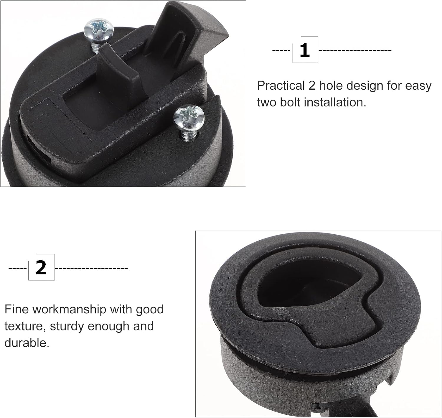 WINOMO Black Locking Flush Pull Slam Latch Hatch Lift for Marine Boat Camper Rv Trailer