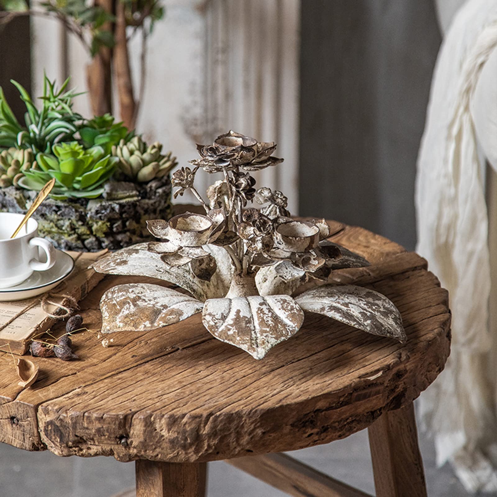 Kerzenständer für Stumpenkerzen, Metall, Eisen, Kerzenständer, Blumenständer, dekorativ, für Hochzeiten, Vintage-Kerzenhalter, Dekoration