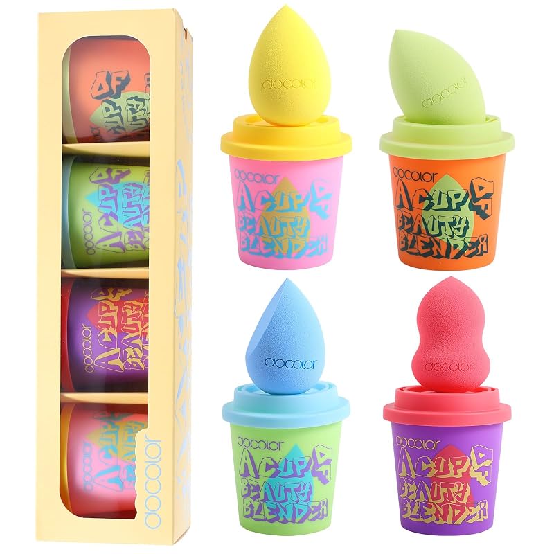 Esponjas para Maquiagem docolor, Conjunto com 4, Espuma sem Látex e Cores Variadas
