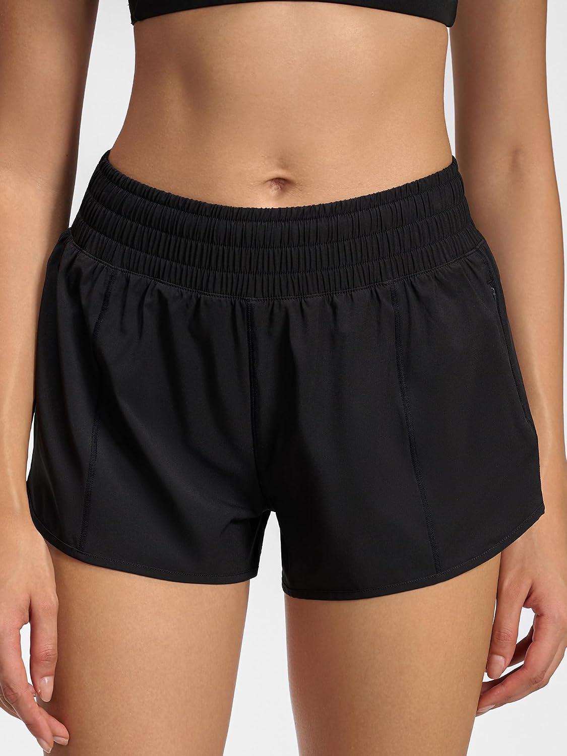 MCEDAR Women's High Waisted Athletic Running Shorts with Mesh Liner Zipper Pocket Quick-Dry Workout for Training, Gym, Sports