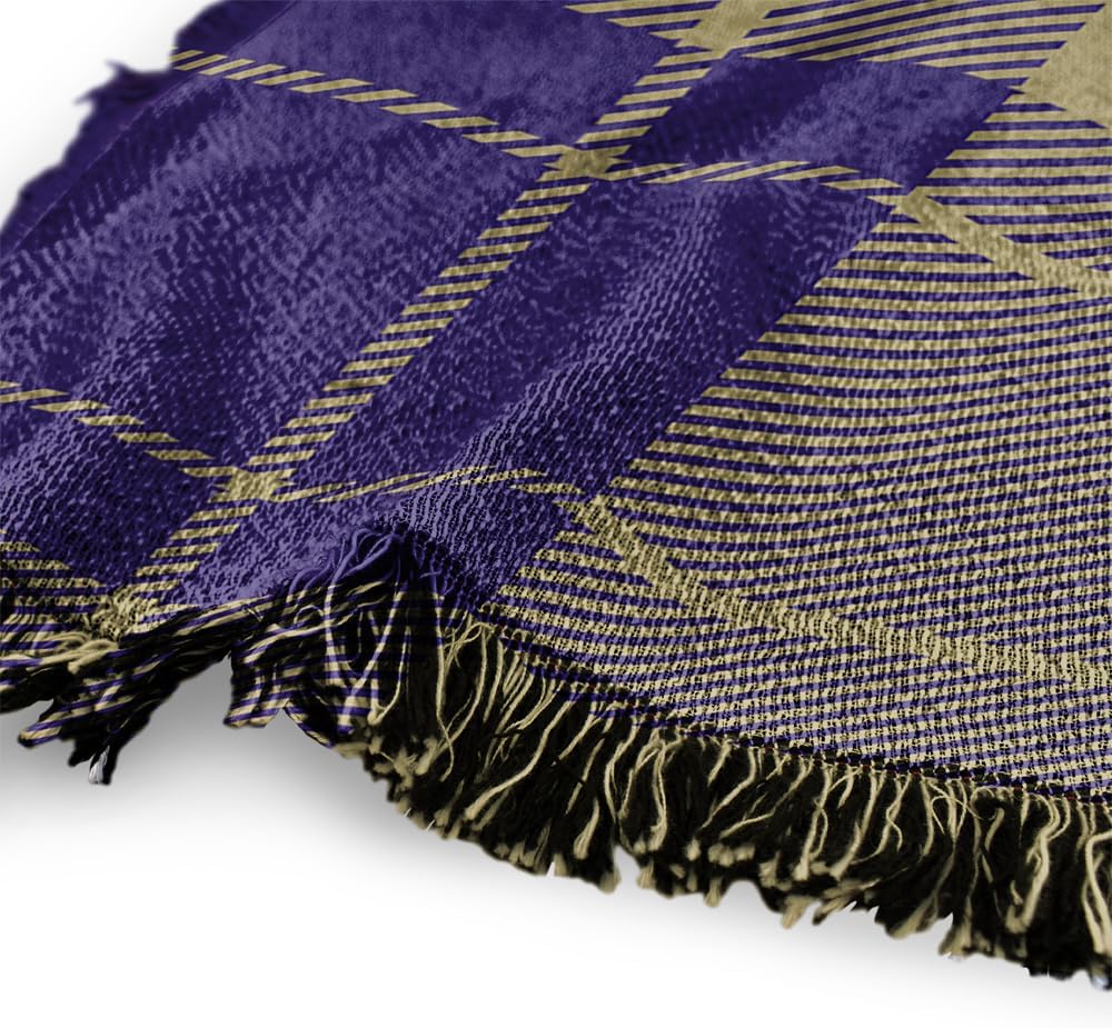 LOGOVISION James Madison University Campus Plaid Spirit Woven Tapestry Cotton Blend Fringed Throw Blanket 50"x60"