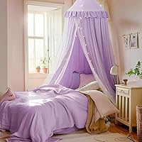 Vista 10 de little dove Toldo de cama con luces de estrellas, toldo de doble capa para cama, tienda de campaña de princesa para habitación de niñas, cortina