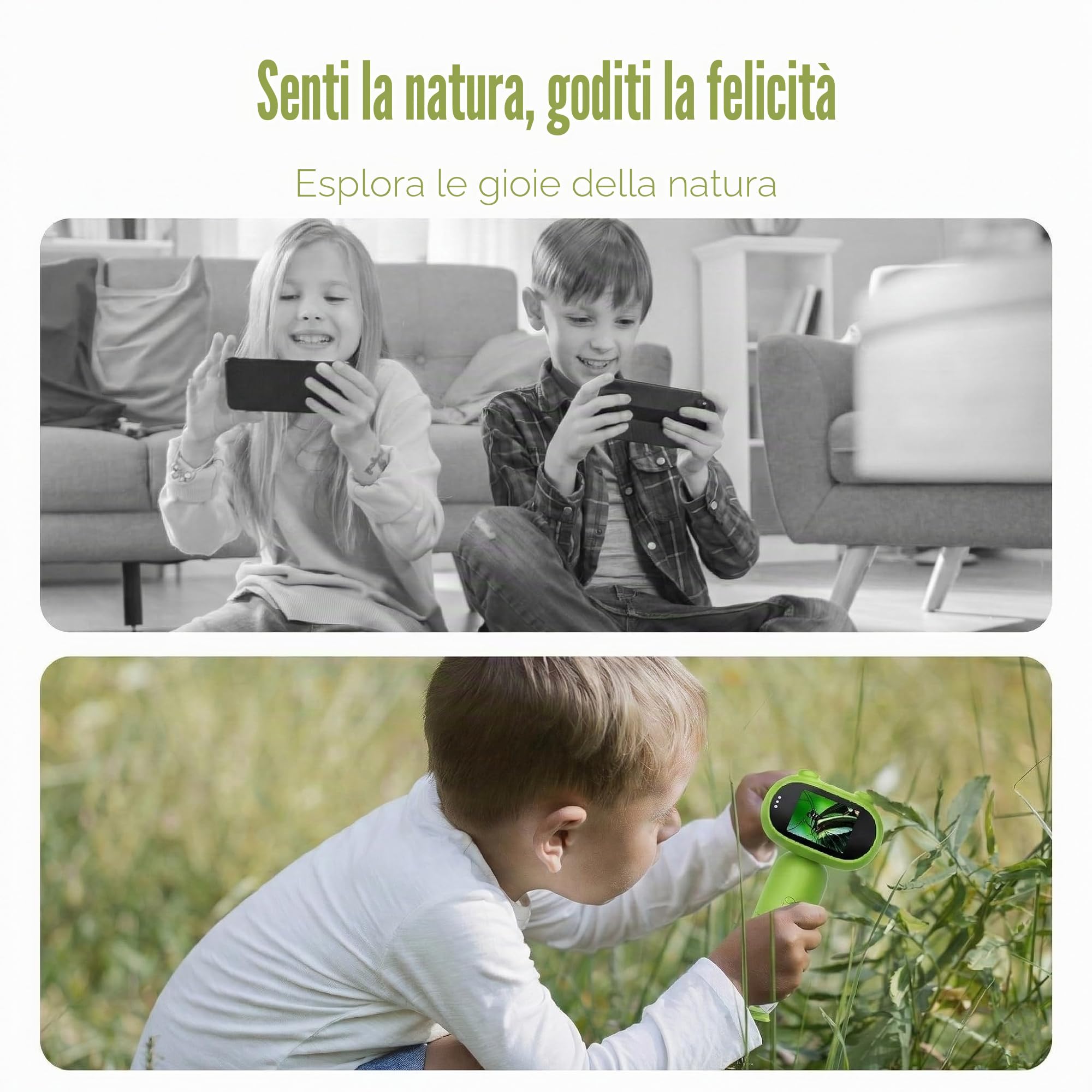 Microscopio Digitale 1000X Professionale per Studenti e Appassionati, Schermo IPS 2.0", 8 LED Regolabili, Strumento Scientifico per Macro-Fotografia (Verde)