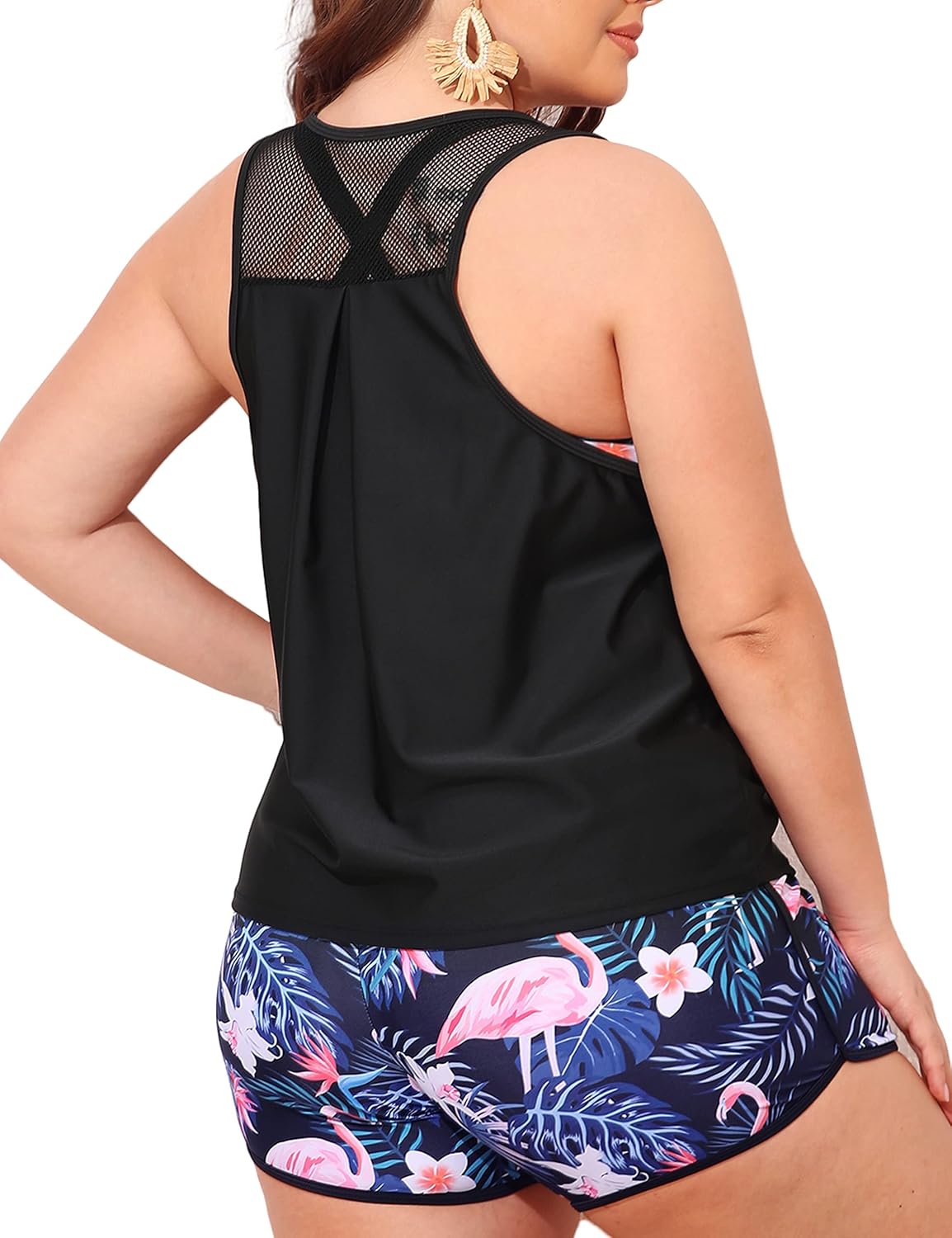 NIeyook Women Plus Size 3 Piece Tankini Swimsuits Athletic Bathing Suits with Boy Shorts Tank Top with Sports Bra - Image 3