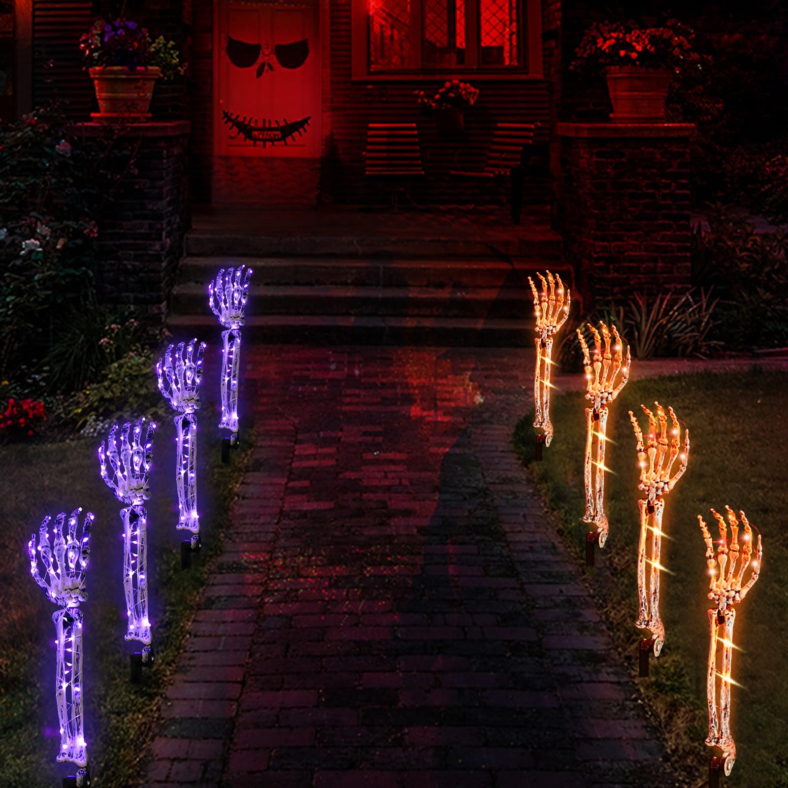 Solar Lighted Yard Decorations 5 Pack Solar Skeleton Hand Lights - 150 ...
