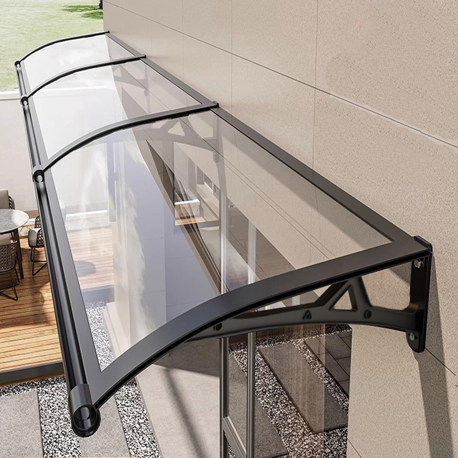 LWJSOCP Outdoor Pergola Canopy UV & Rain Protection Awning for & Doors Sunshade Shelter Clear Design (120x80cm 47.24x31.5in) for Sun Snow & Rain.