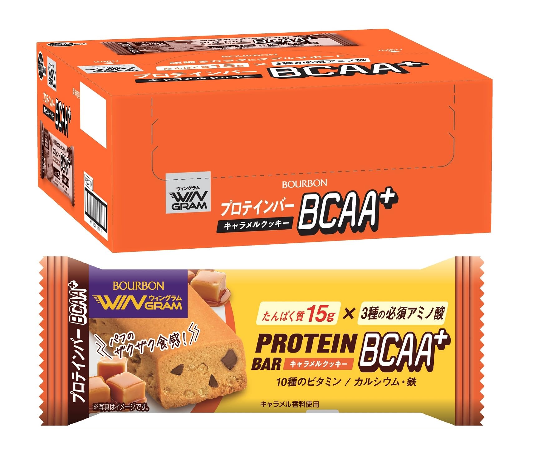 ブルボン プロテインバーBCAA+キャラメルクッキー 40g×9個