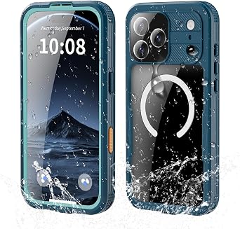 Guppy for iPhone 17 Pro Magnetic Waterproof Case, Built-in Screen Protector [IP68 Waterproof][14FT Military Drop Proof] 360 Full Body Protection Dustproof Shockproof Heavy Duty Rugged Case, Cyan