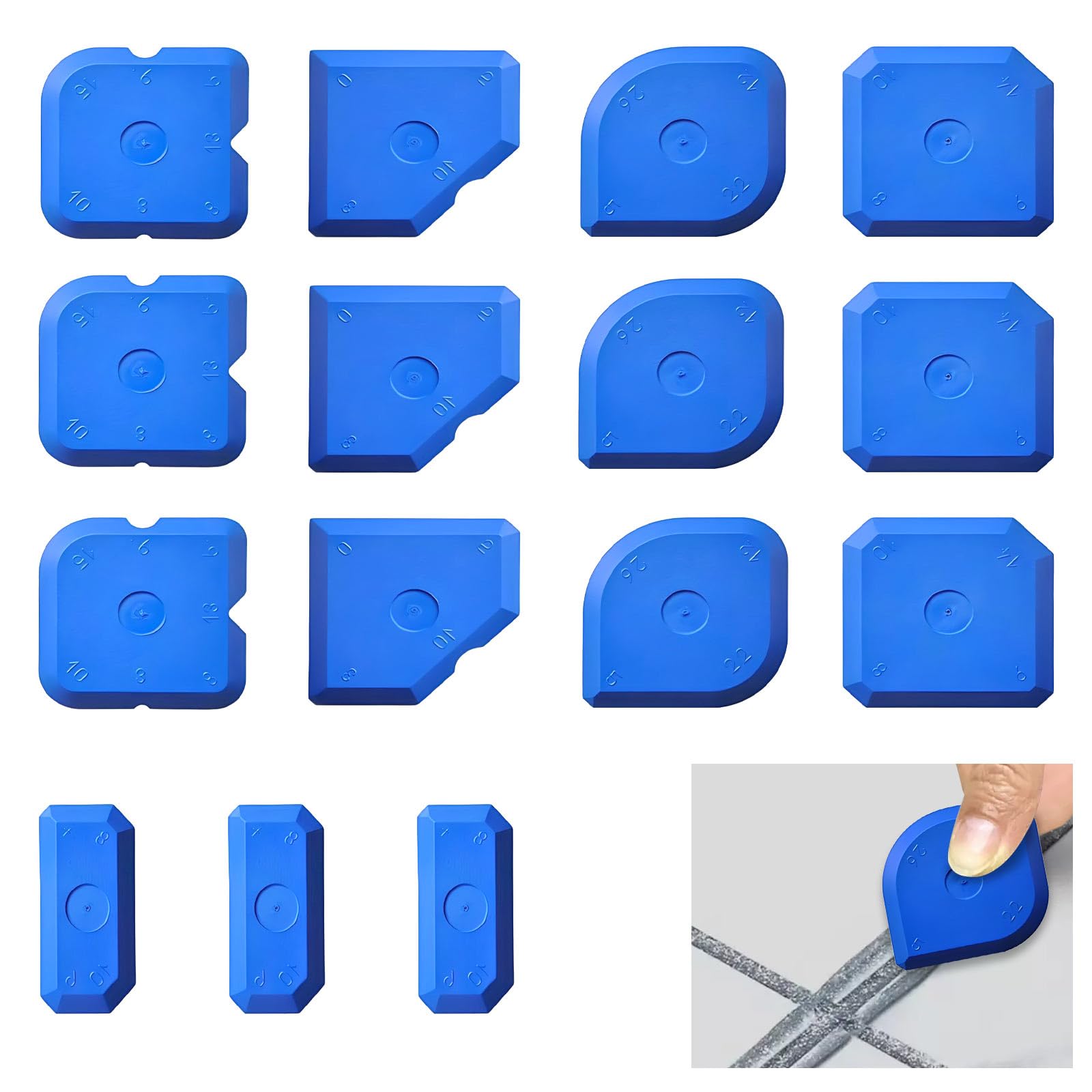 Huakaile 15 Packs Silicone Remover Tool Scraper, 1.96''/5 CM Reusable Sealant Tool Applicator for Mastic Finishing Caulking Seam Smoothing Profiling Block Bathroom Home Kitchen Floor (15)