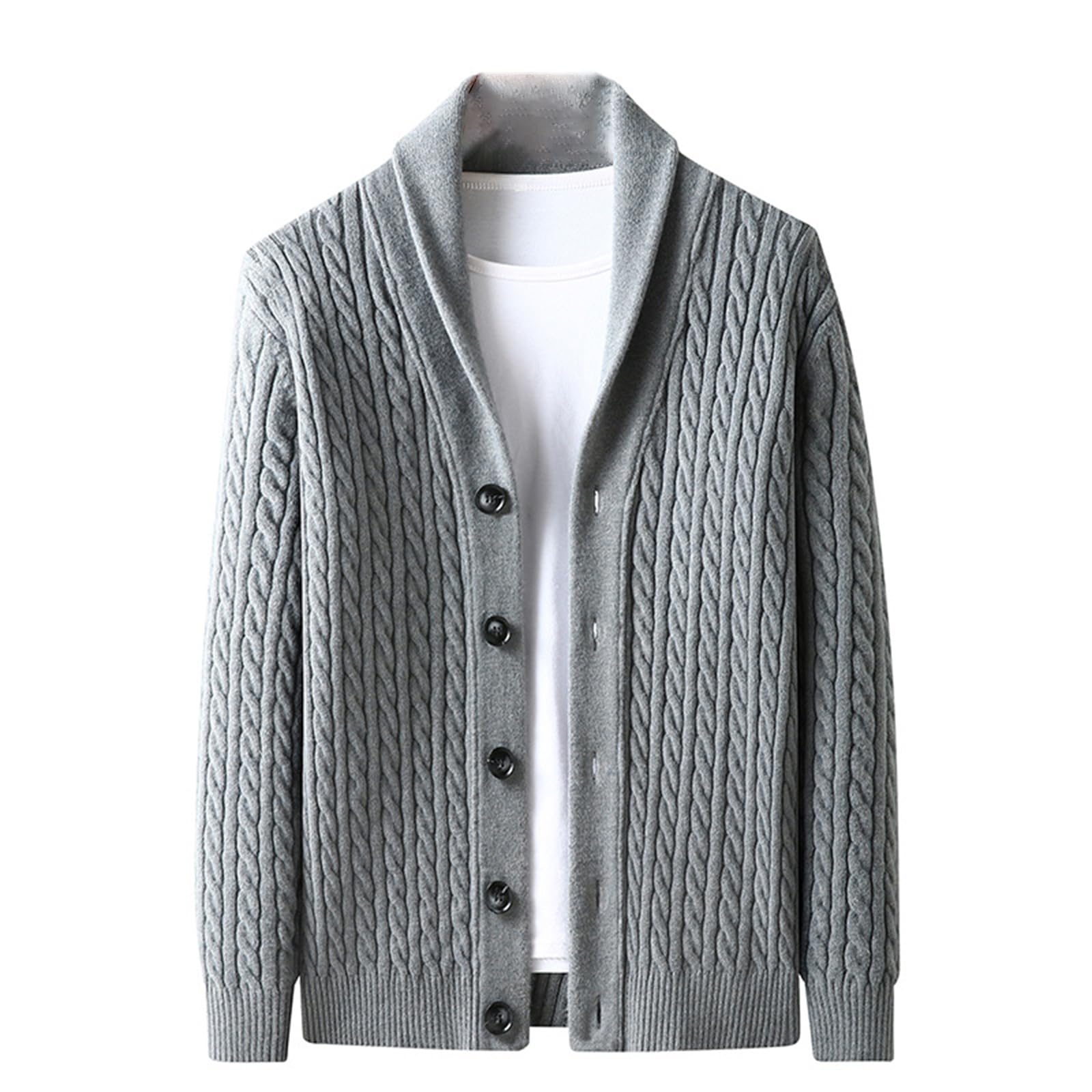 Men's shawl collar Cardigan Sweaters plus size twist Slim fit button up Knitted Sweater jacket