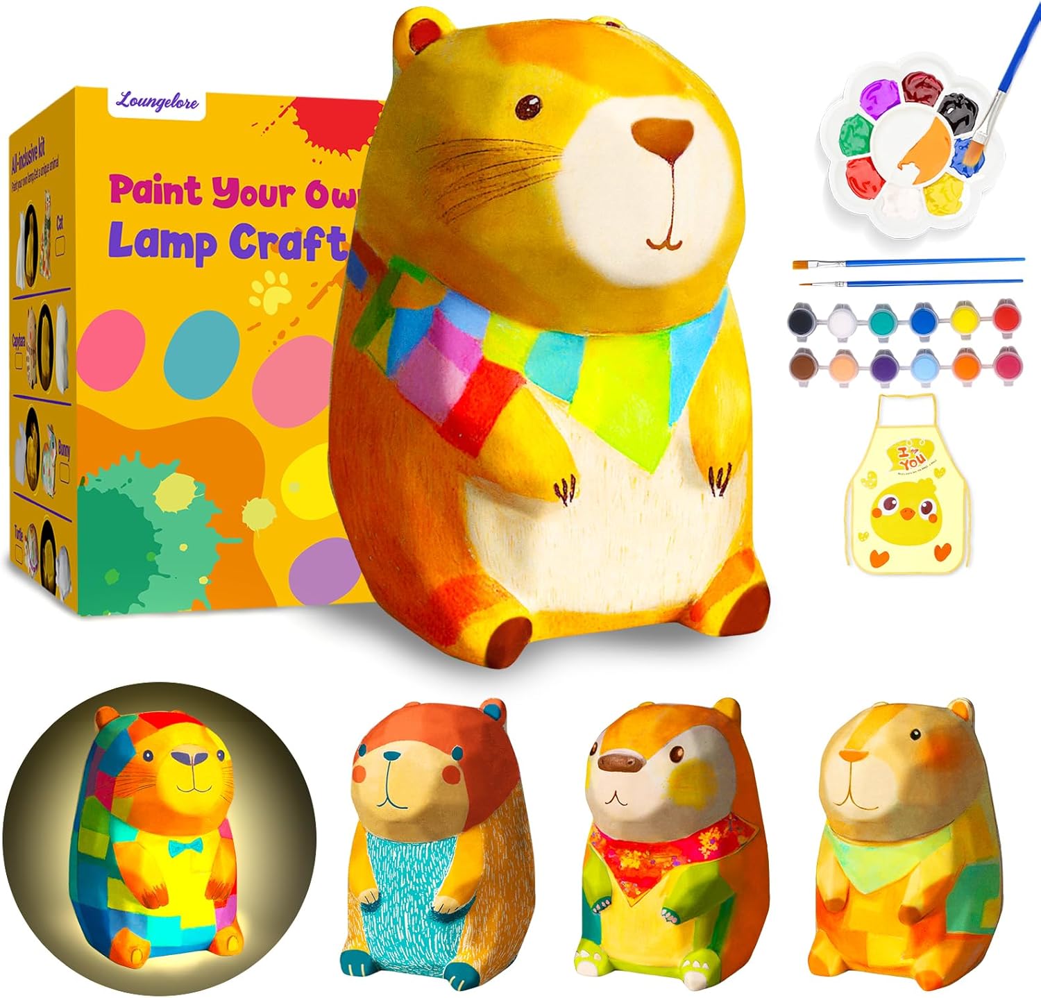 Paint Your Own Capybara Lamp Kit, Arts and Crafts for Kids Ages 8-12, Capybara Night Light for Kids Toys Girls 6-8, Gift for Girls Boys Birthday, Art Supplies Painting Craft Kits for Kids