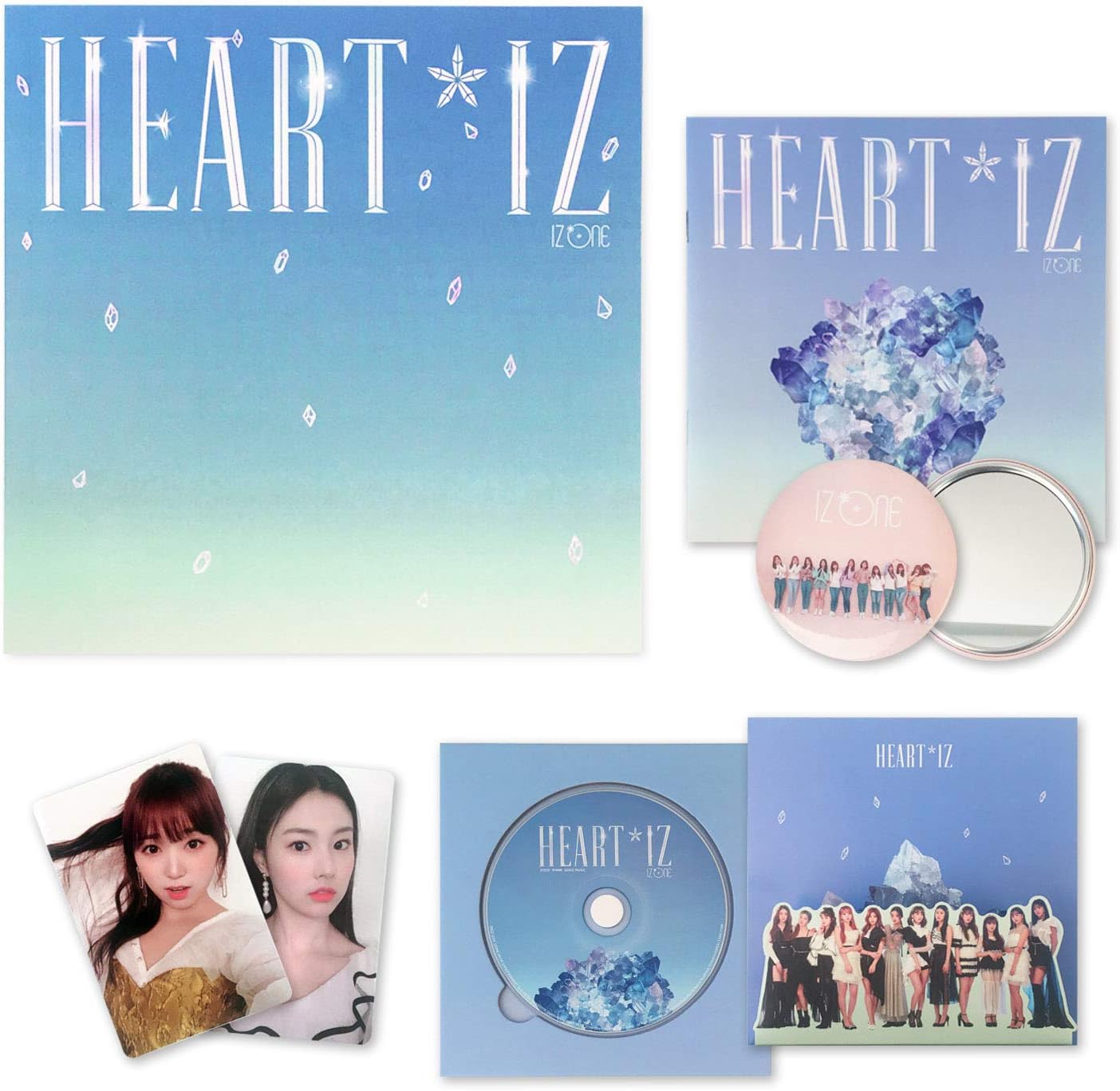 IZONE 2nd Mini Album - HEART*IZ [ Sapphire ver. ] CD + Mini Photobook + Booklet + Photocards + Pop-up Card + OFFICIAL POSTER + FREE GIFT