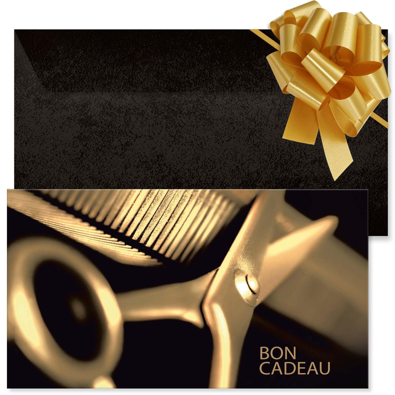 POS BON - 100 bons cadeaux à remplir avec enveloppe/nœud ruban - formulaires imprimés pour des salons de coiffure K1268F-2-100-V1