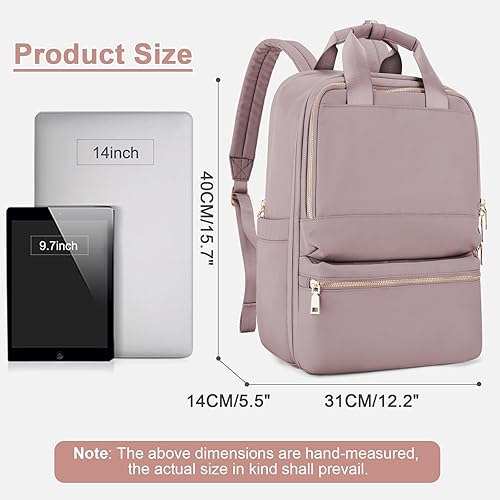 Miniatura 3 de suratio Mochila de viaje para laptop para mujeres, profesores, mochila de trabajo, bolsas de mano para aviones, mochila grande impermeable, A-rosa